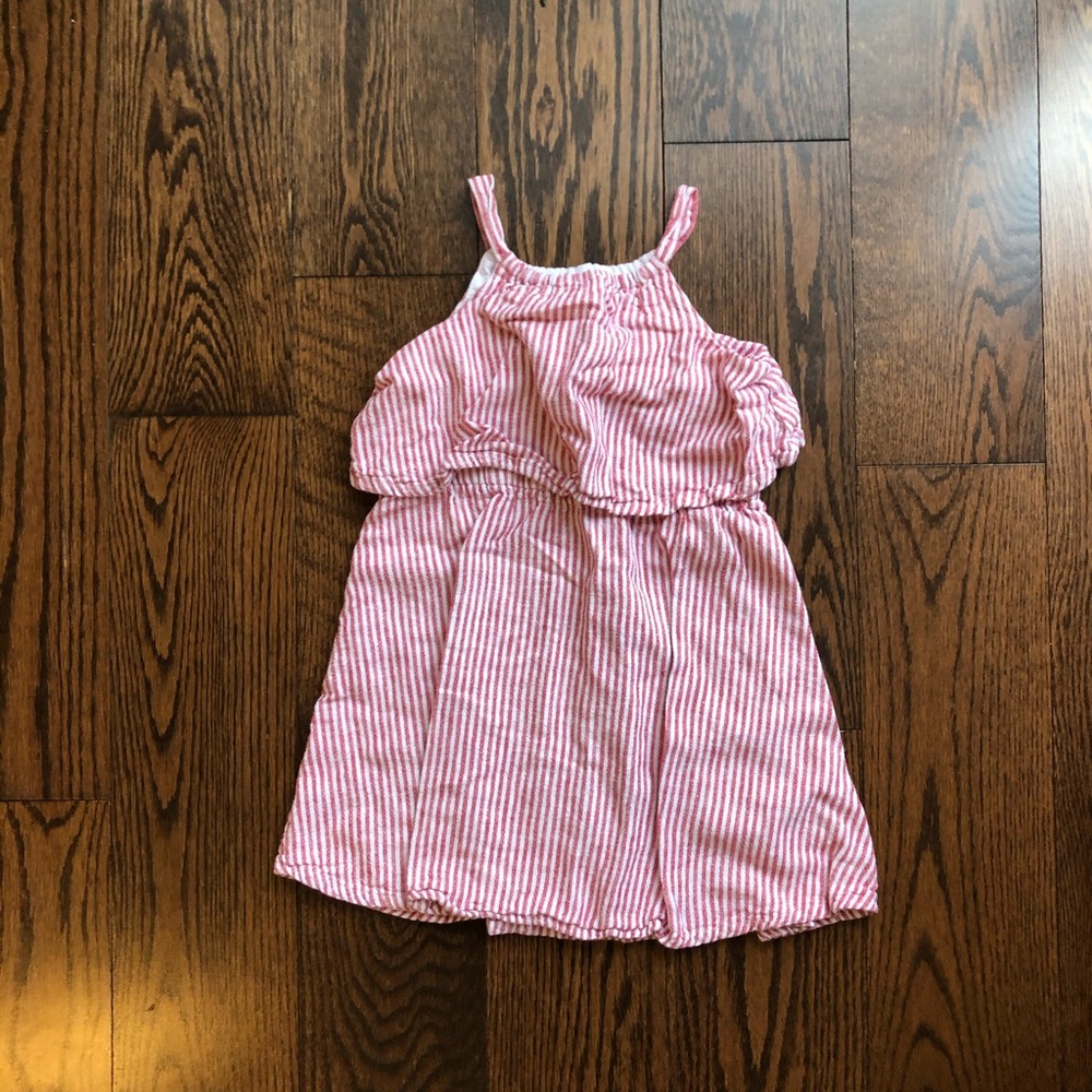 Old Navy Red Linen Striped Dress
